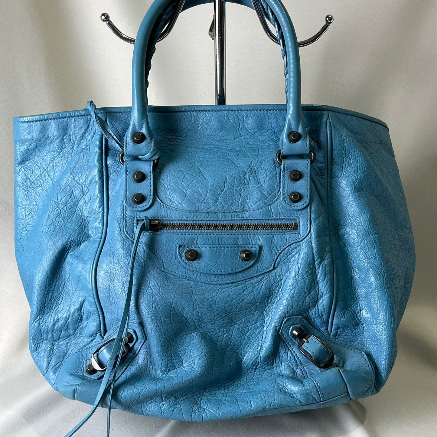 Balenciaga City Moto Sunday Tote Teal