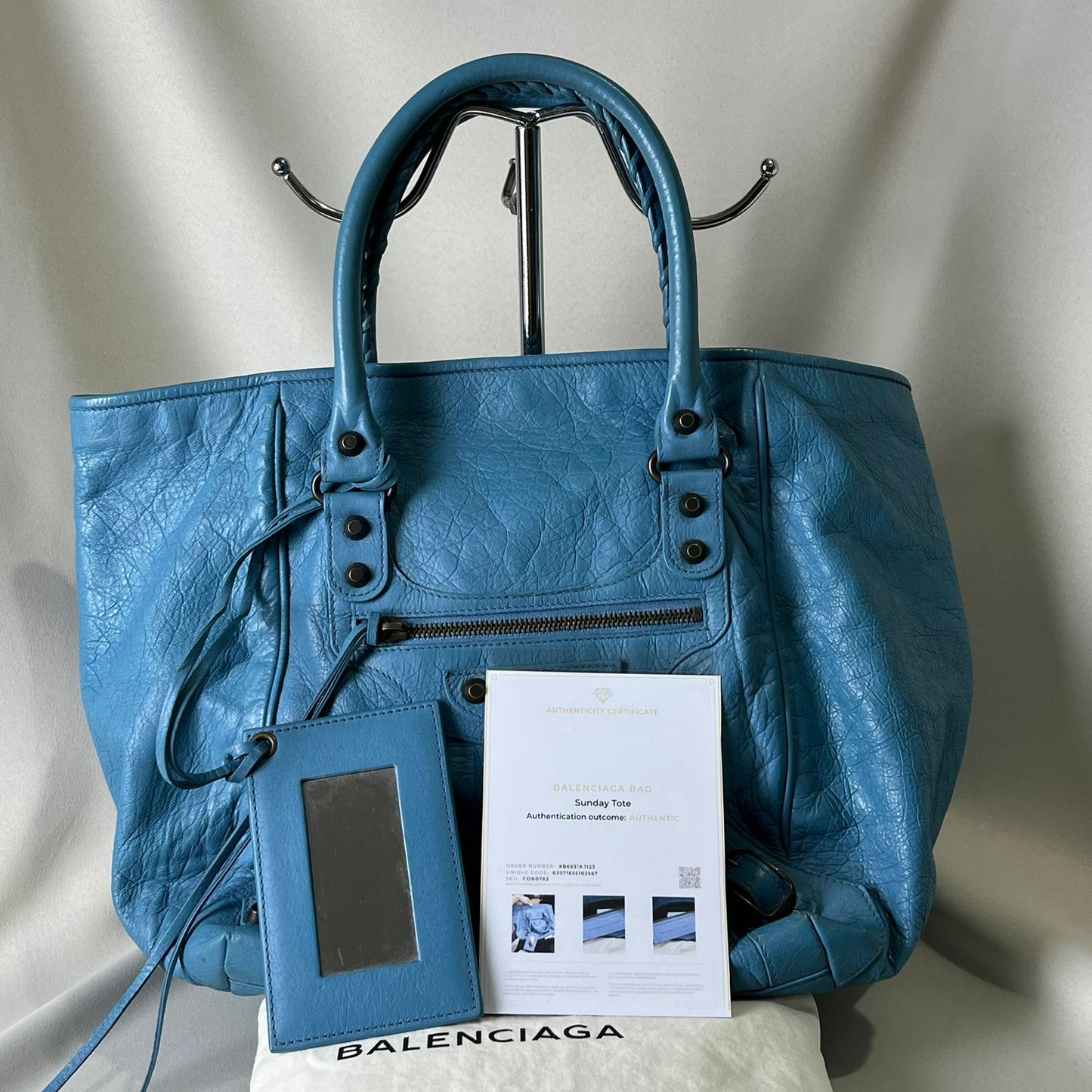Balenciaga City Moto Sunday Tote Teal