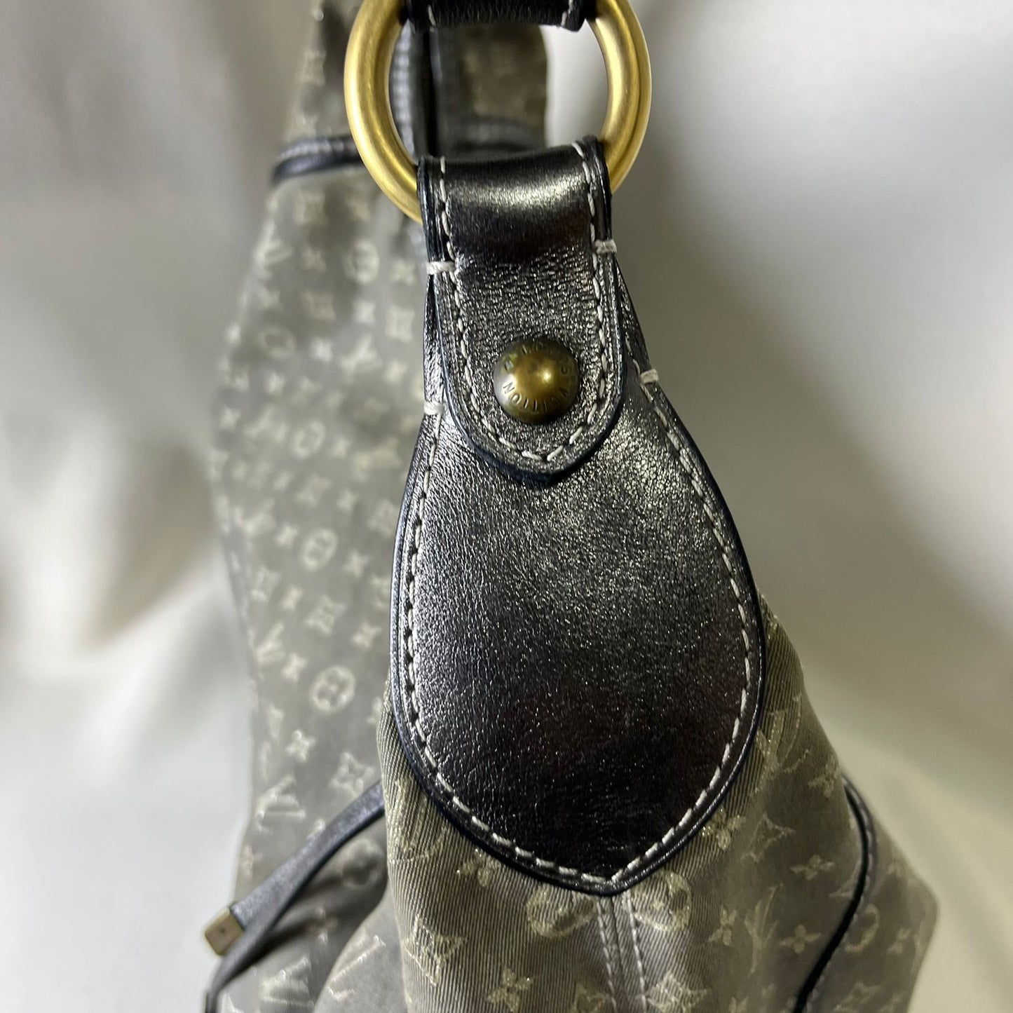 Louis Vuitton	Mini Lin Manon MM Grey Metallic Leather Trim