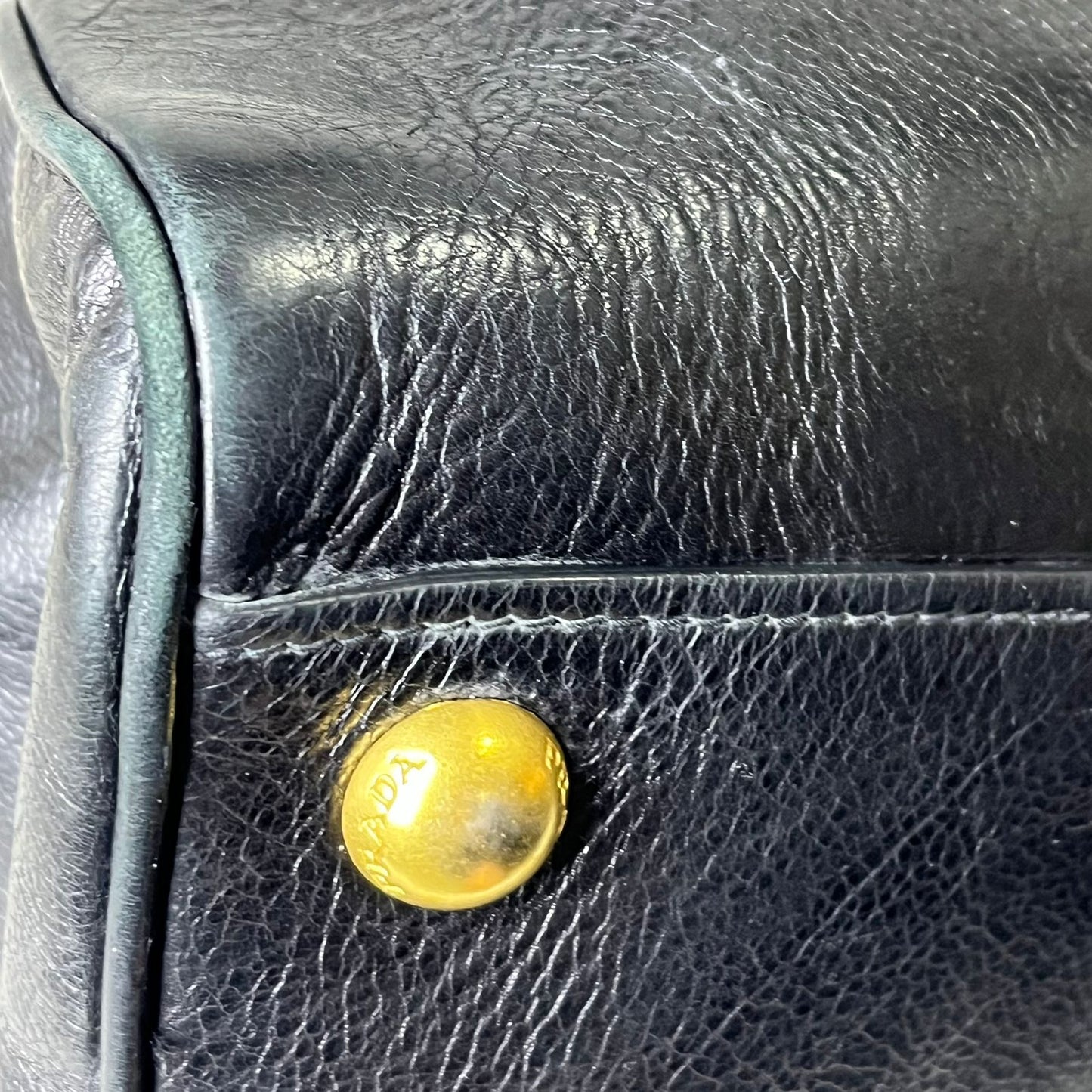 Prada 2-way with Gold Top Handle Black