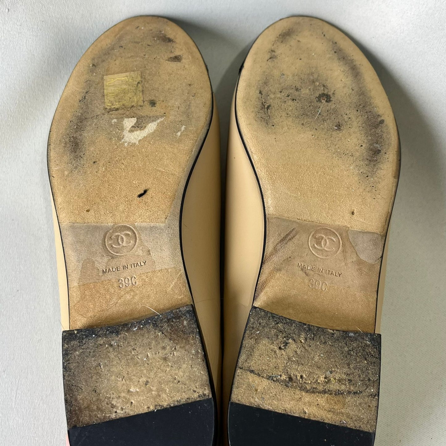 Chanel Ballet Flats Beige with Black Cap Toe 39