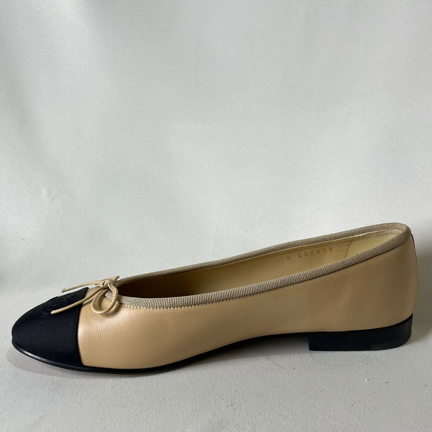 Chanel Ballet Flats Beige with Black Cap Toe 39