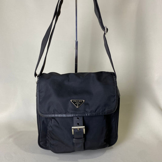 Prada Nylon One-Pocket Crossbody Bag Black