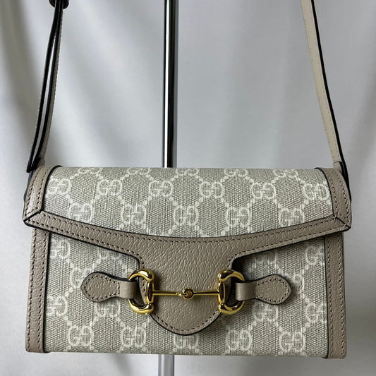Gucci Horsebit 1955 Mini Bag Beige and Ebony