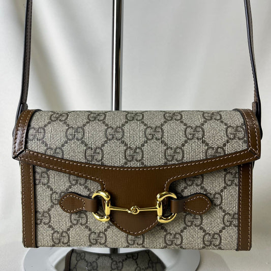 Gucci Horsebit 1955 Mini Bag Beige and Brown