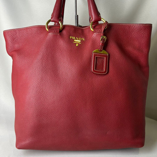 Prada Vitello Phenix Red Leather Tote