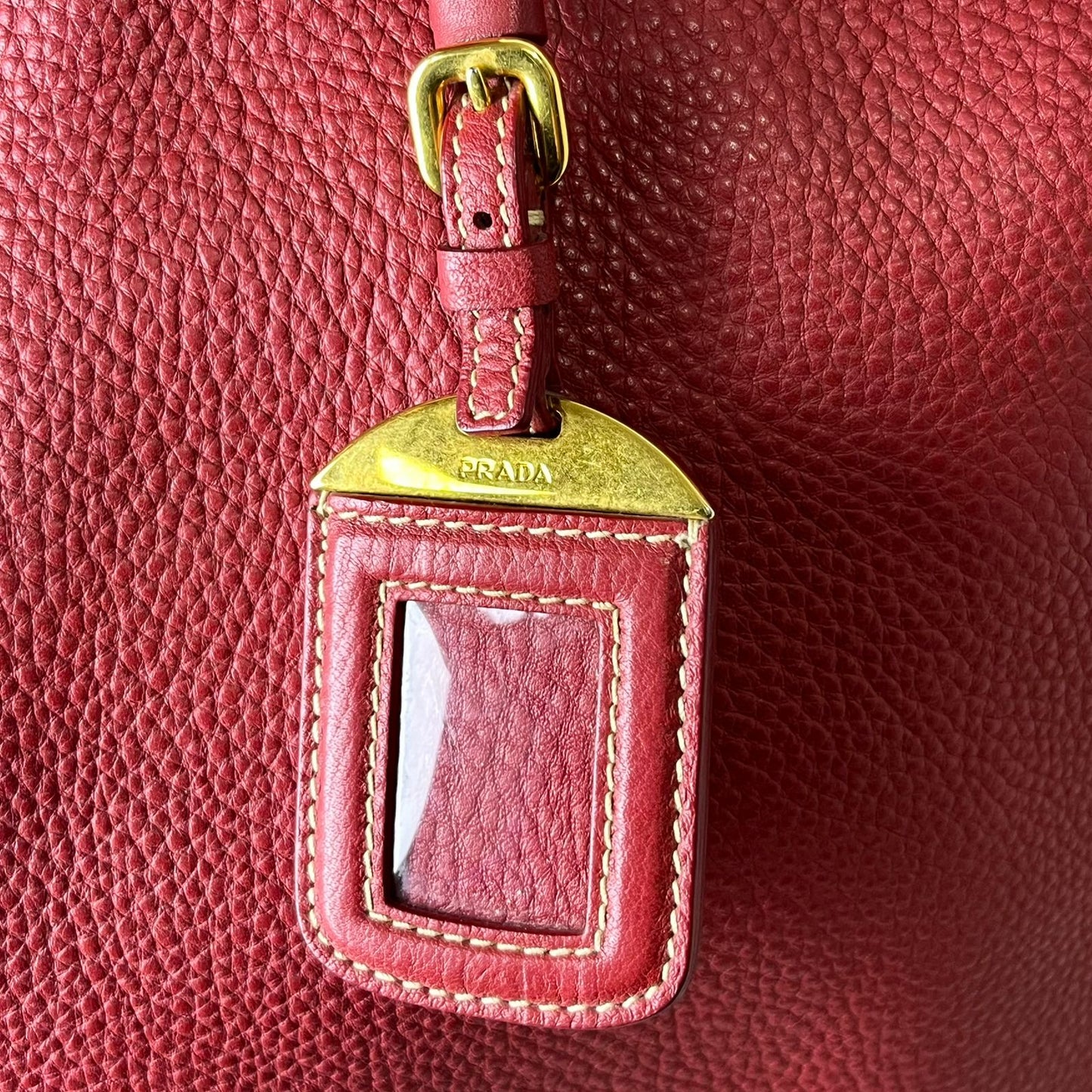 Prada Vitello Phenix Red Leather Tote