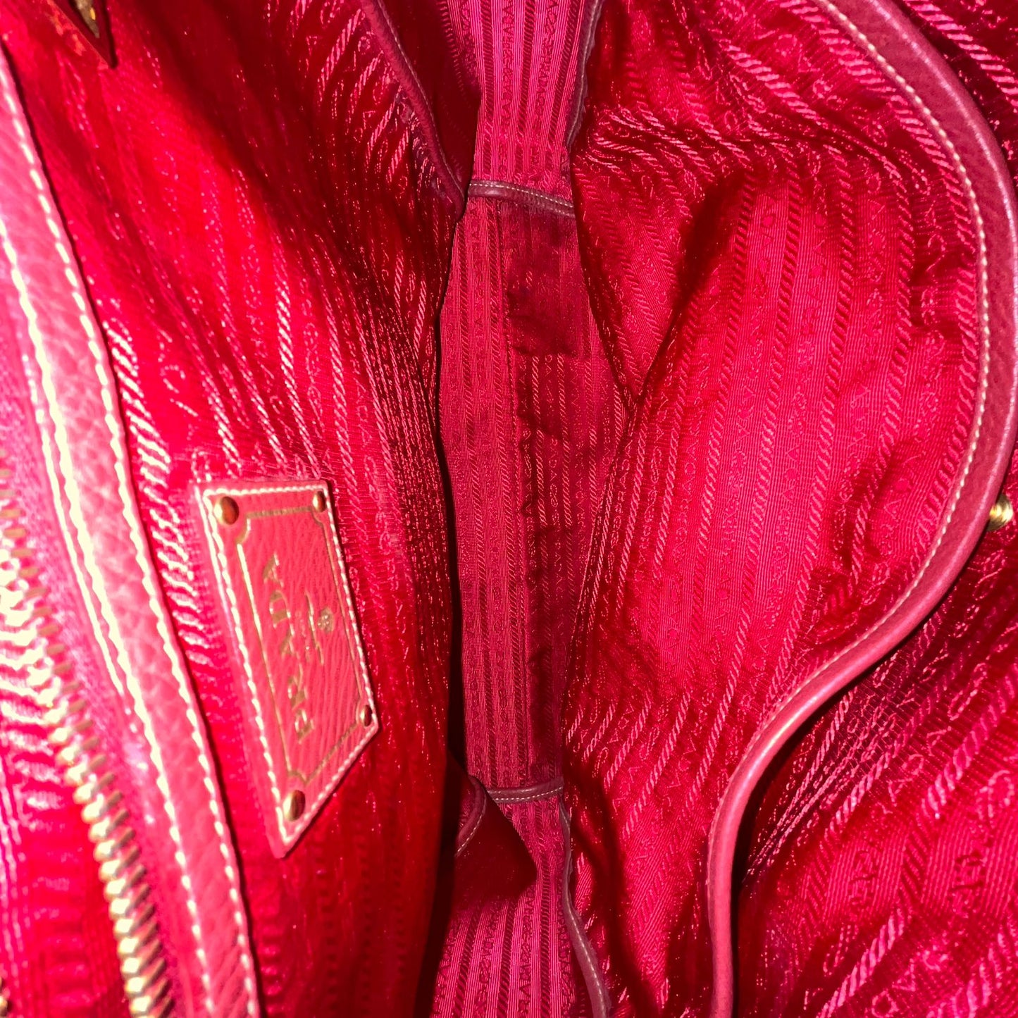 Prada Vitello Phenix Red Leather Tote