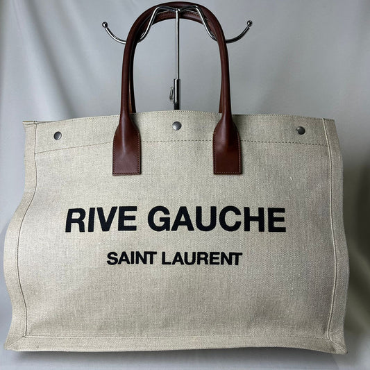YSL	Rive Gauche Canvas Tote Brown