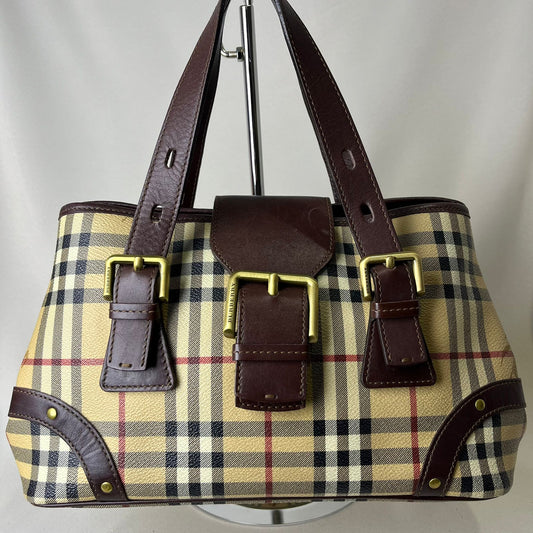 Burberry	Haymarket Check Buckle Satchel