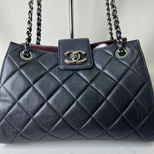 Chanel CC Accordion Shopping Tote Black
