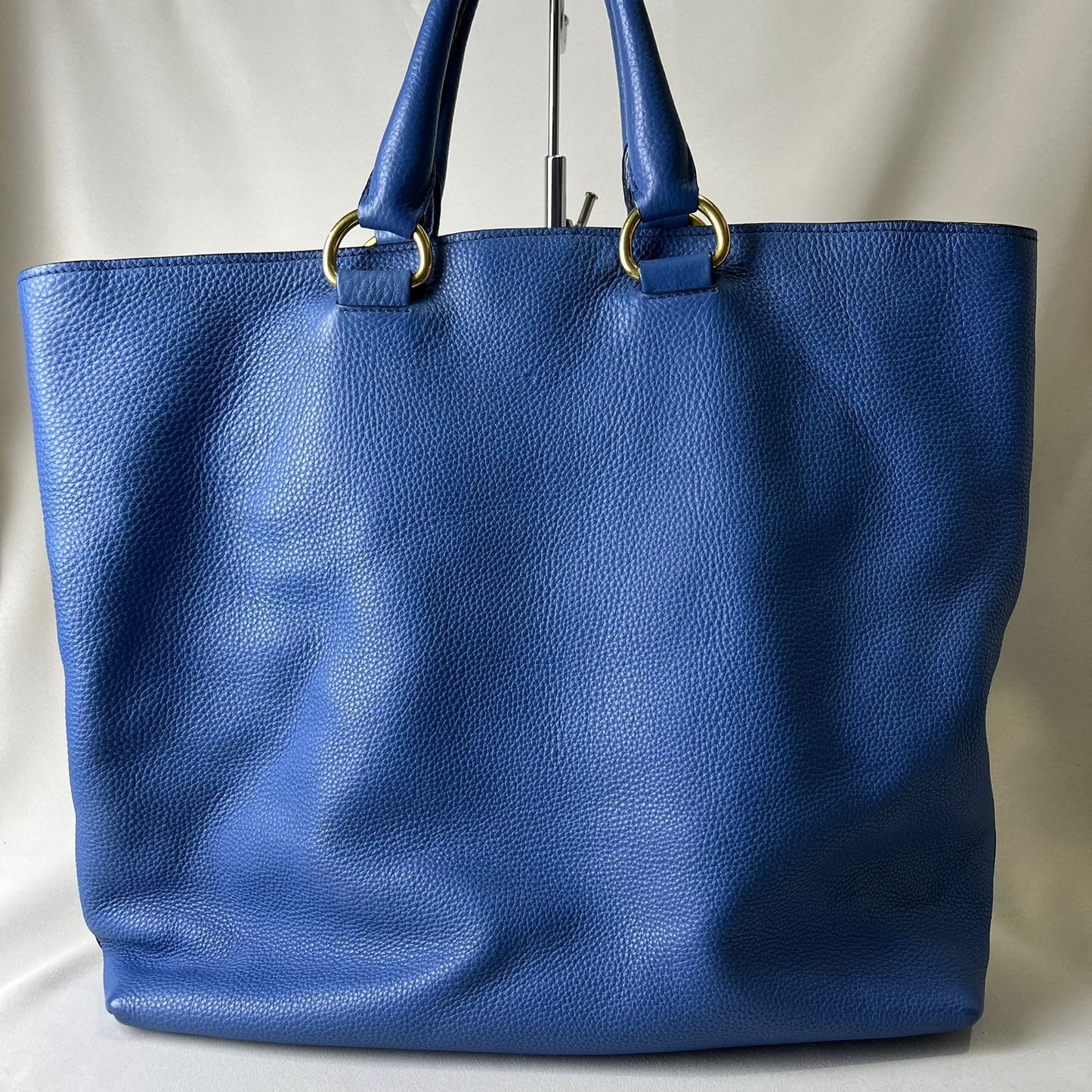 Prada Vitello Daino Leather Tote, Blue