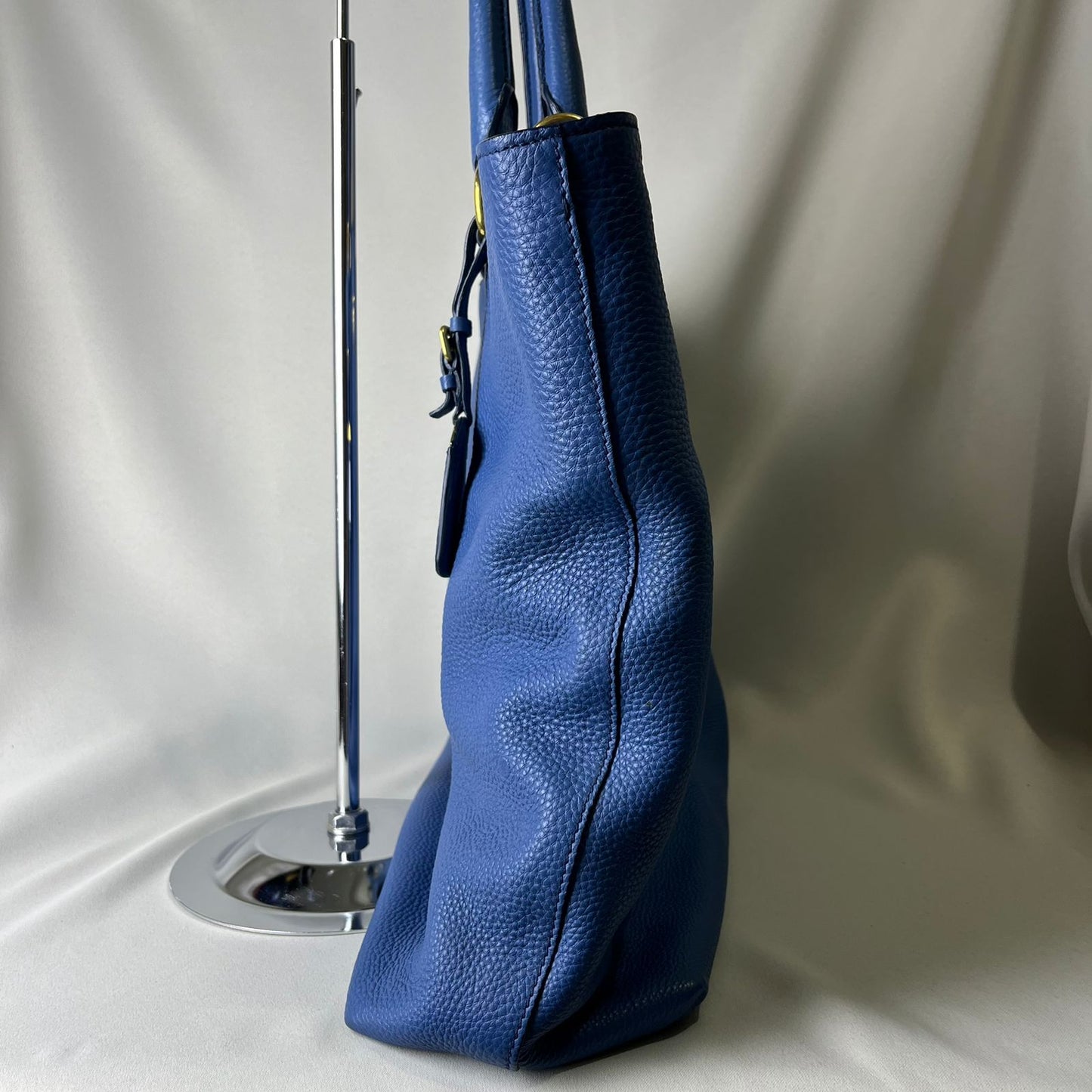 Prada Vitello Daino Leather Tote, Blue