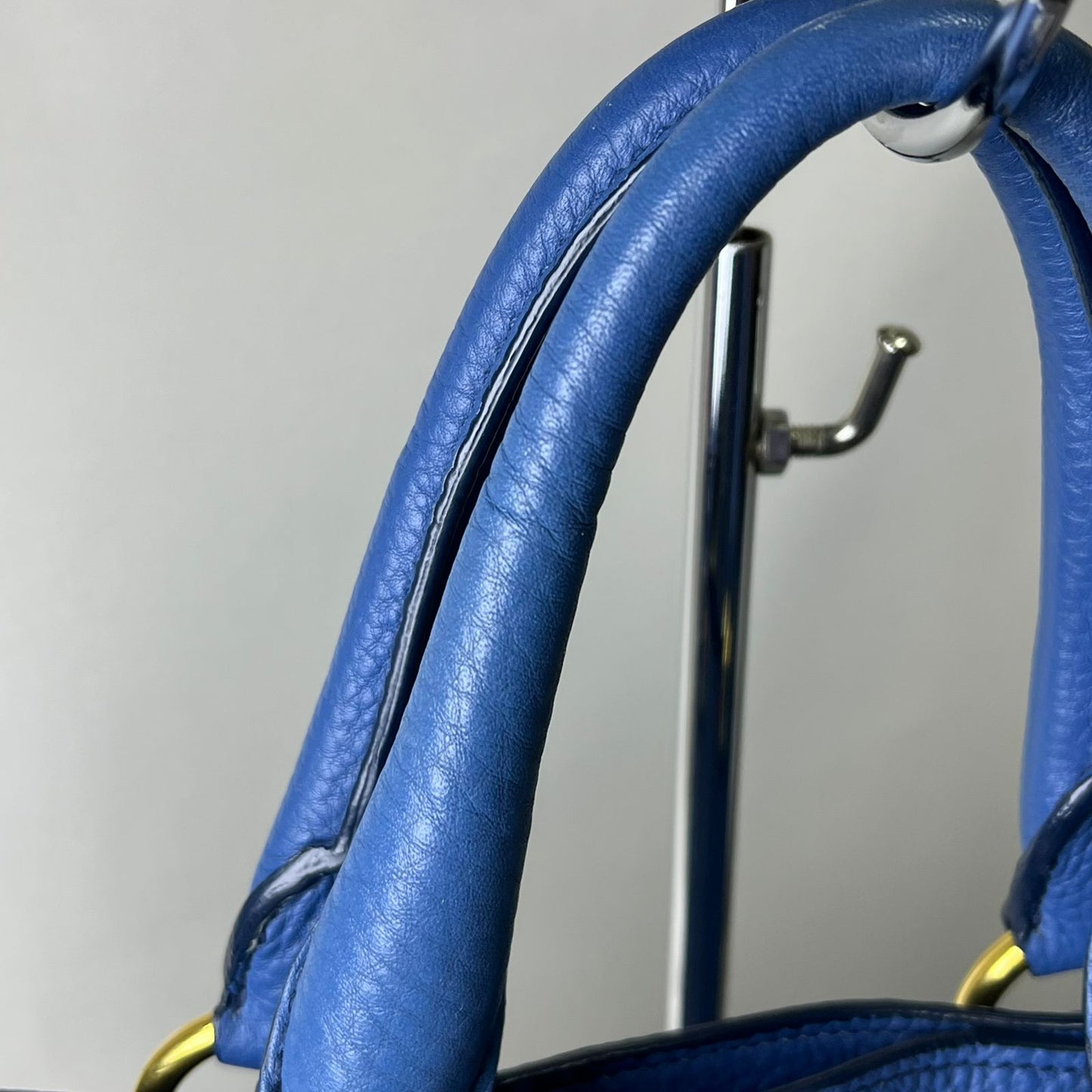 Prada Vitello Daino Leather Tote, Blue