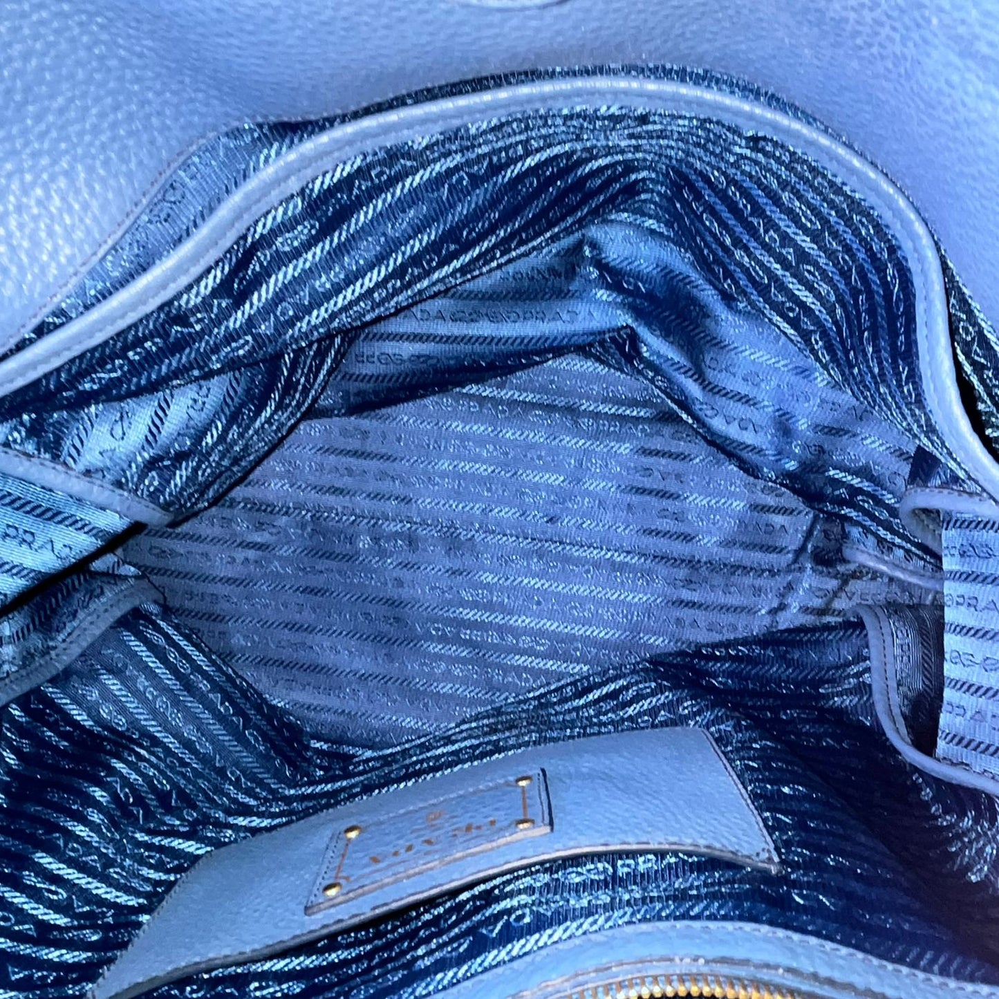 Prada Vitello Daino Leather Tote, Blue
