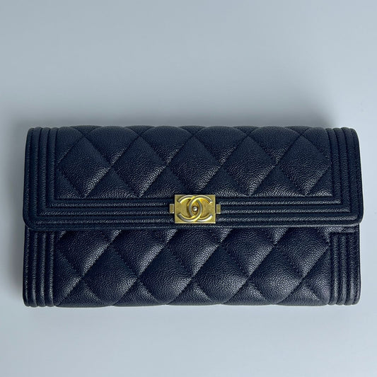 Chanel Boy Long Wallet Black