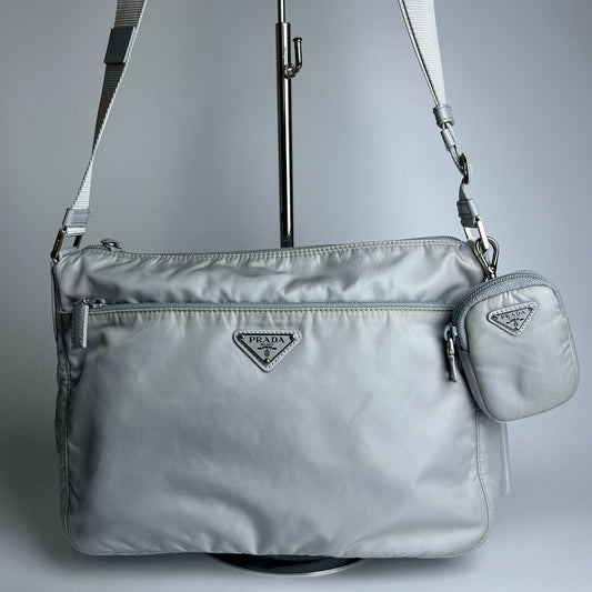 Prada Re-Nylon Messenger Grayish Blue