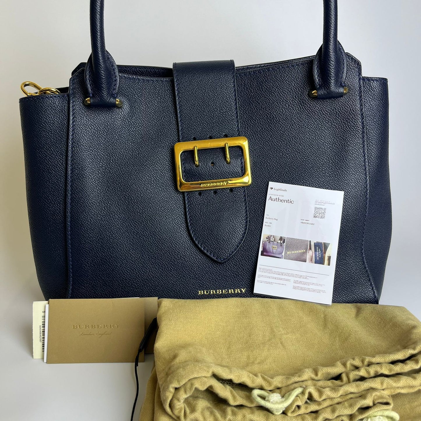 Burberry	Medium Buckle Tote Blue