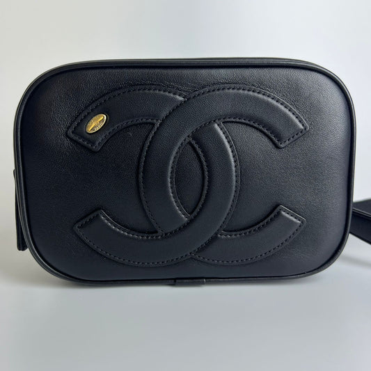 Chanel CC Mania Camera Waist Bag, Black Lambskin