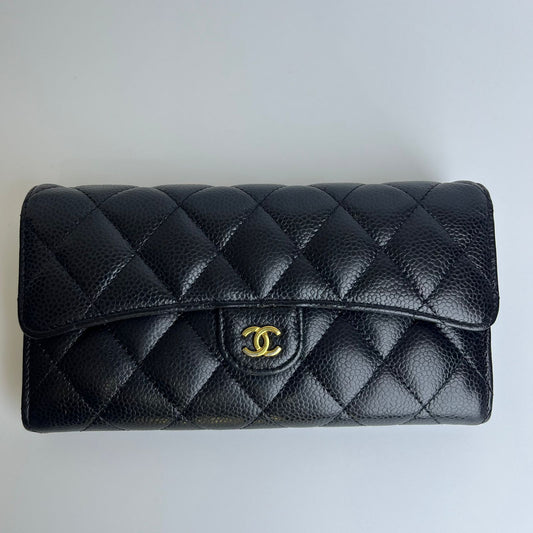 Chanel Classic Flap Long Wallet Caviar, Black