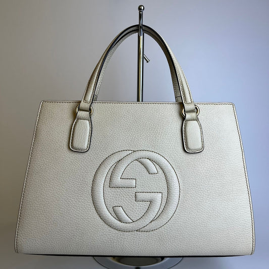 Gucci Soho Interlocking G Top Handle Off White