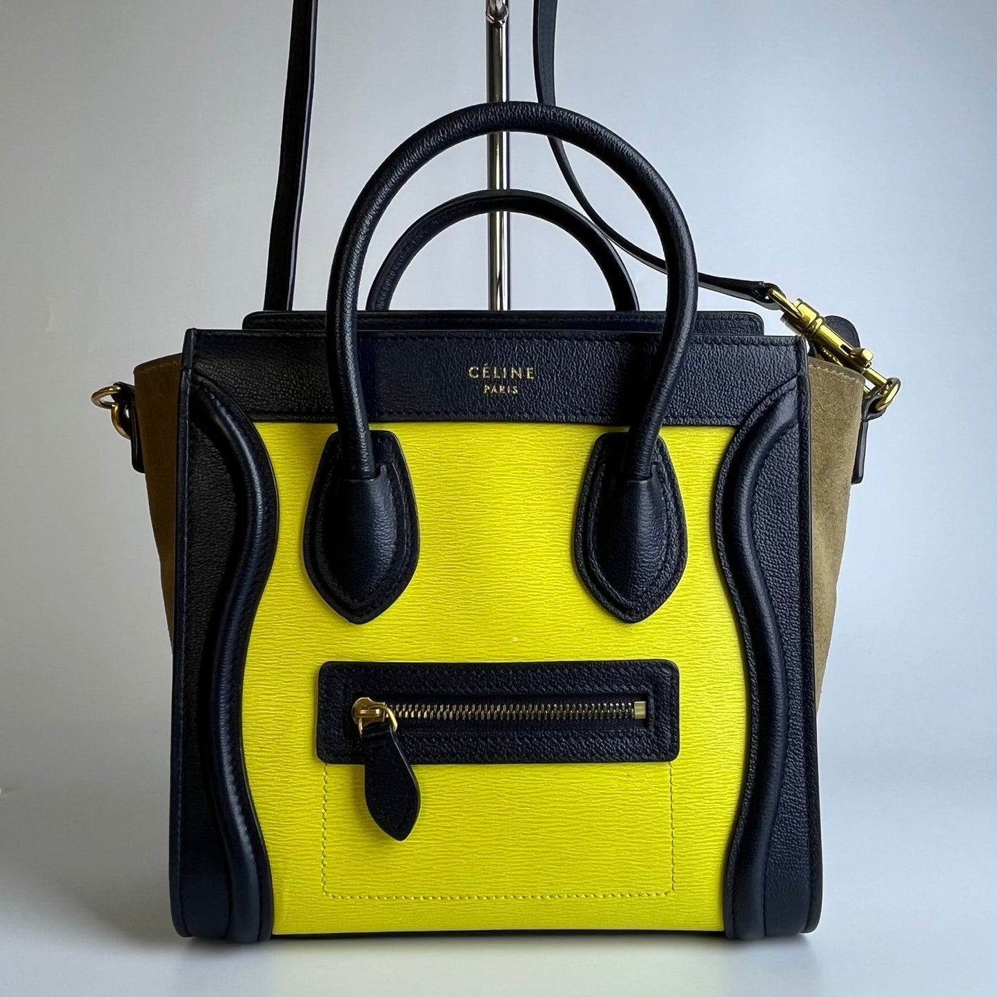 Celine Nano Luggage Tri Color (Black, Yellow, Brown) GHW