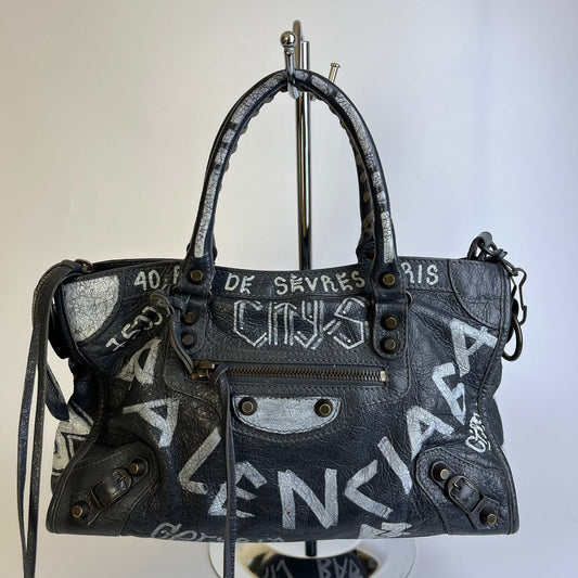 Balenciaga City Medium Graffiti Gray