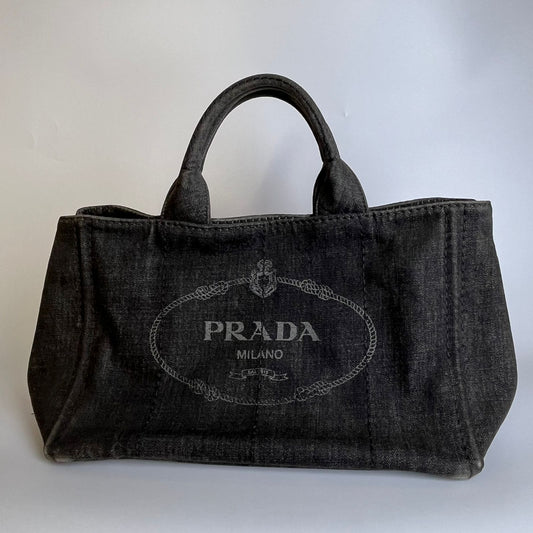 Prada Canapa Tote Denim Black