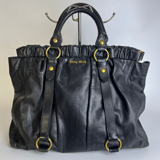 Miu Miu  Vitello Lux Tote Bag Black