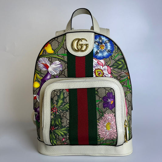 Gucci Ophidia Flora GG Supreme Canvas Backpack