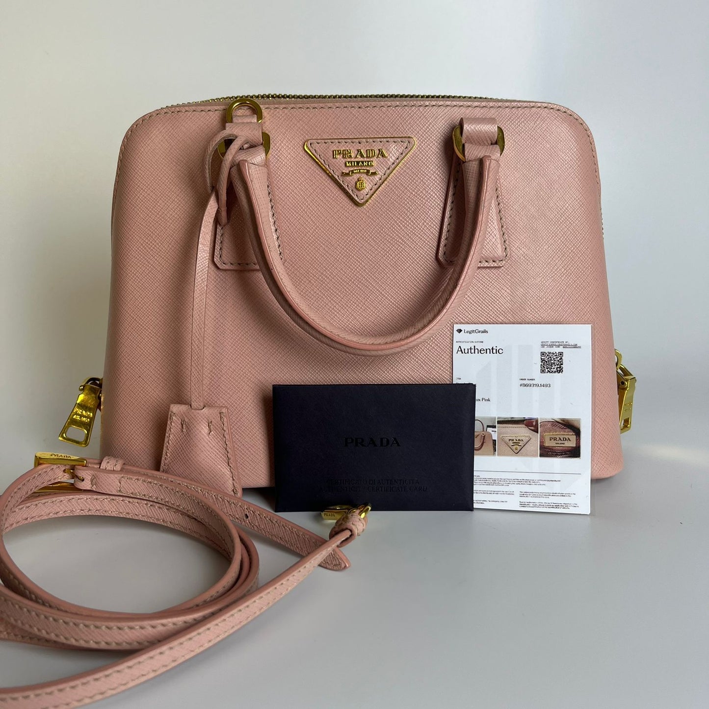 Prada Saffiano Lux Promenade Satchel Pink