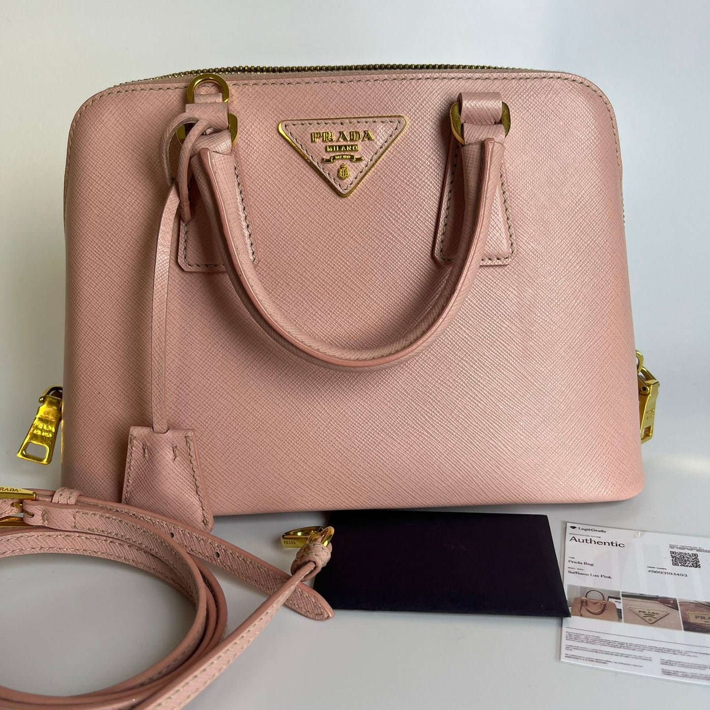 Prada Saffiano Lux Promenade Satchel Pink