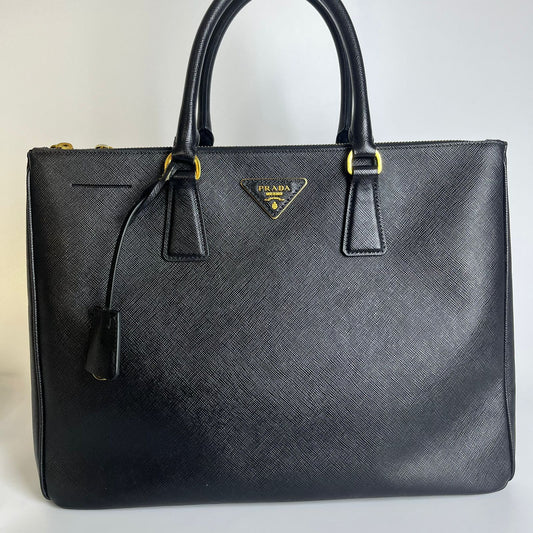 Prada Large Galleria Saffiano Double Zip Black