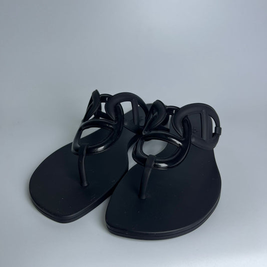 Hermes Egerie Black Thong Sandals Size 39