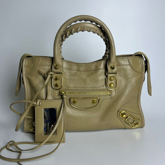 Balenciaga Metallic Edge City Beige