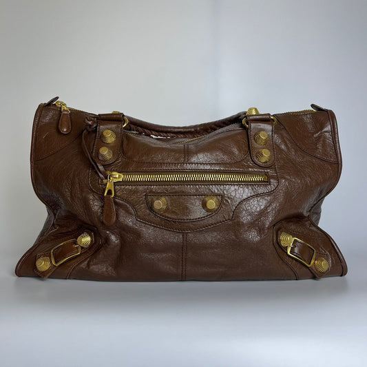 Balenciaga Work G21 Gold Hardware Brown