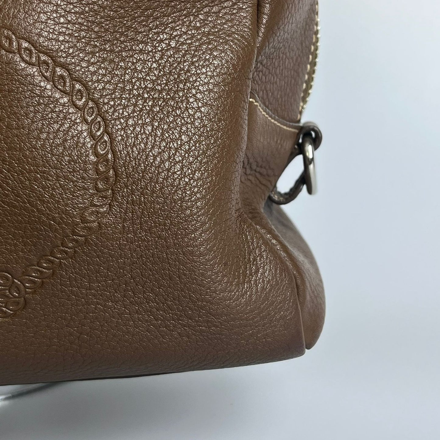 Prada Vitello Daino Bauletto Dark Brown