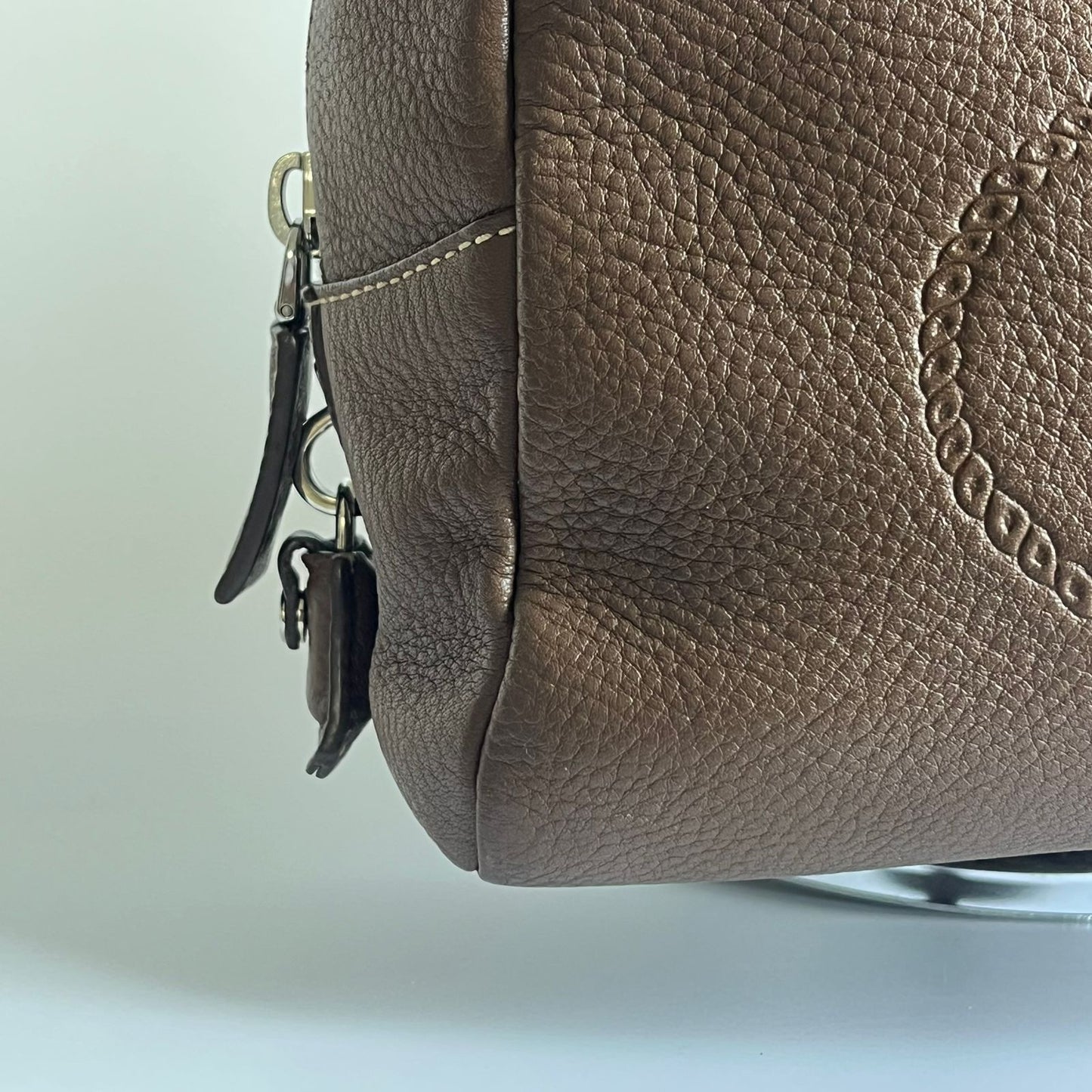 Prada Vitello Daino Bauletto Dark Brown