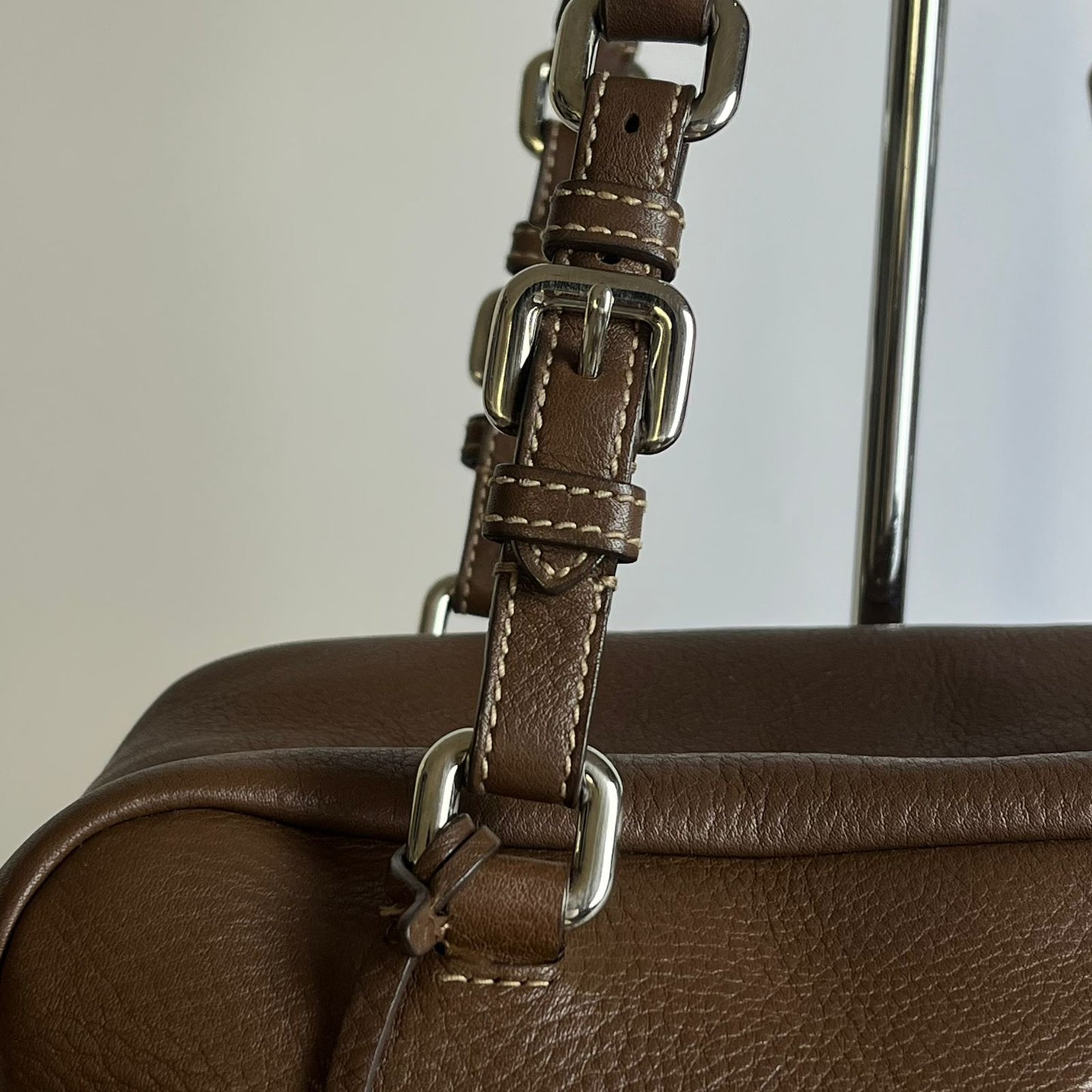 Prada Vitello Daino Bauletto Dark Brown