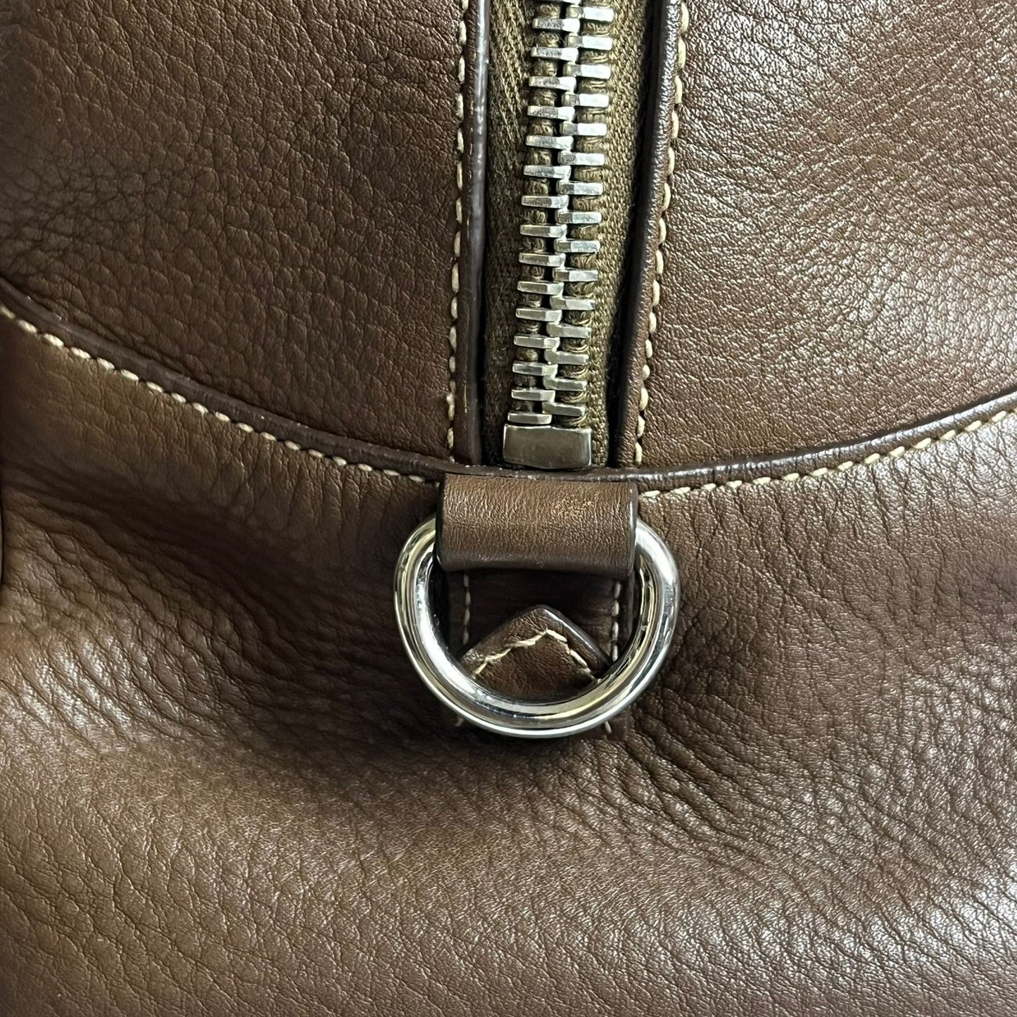 Prada Vitello Daino Bauletto Dark Brown