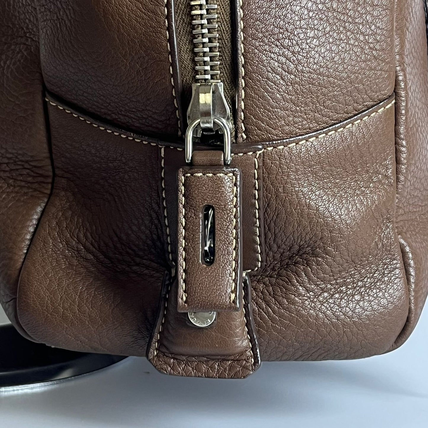 Prada Vitello Daino Bauletto Dark Brown