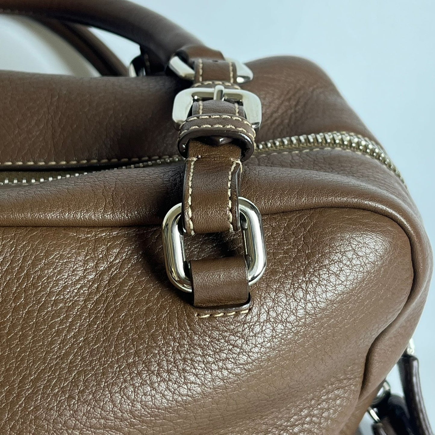 Prada Vitello Daino Bauletto Dark Brown