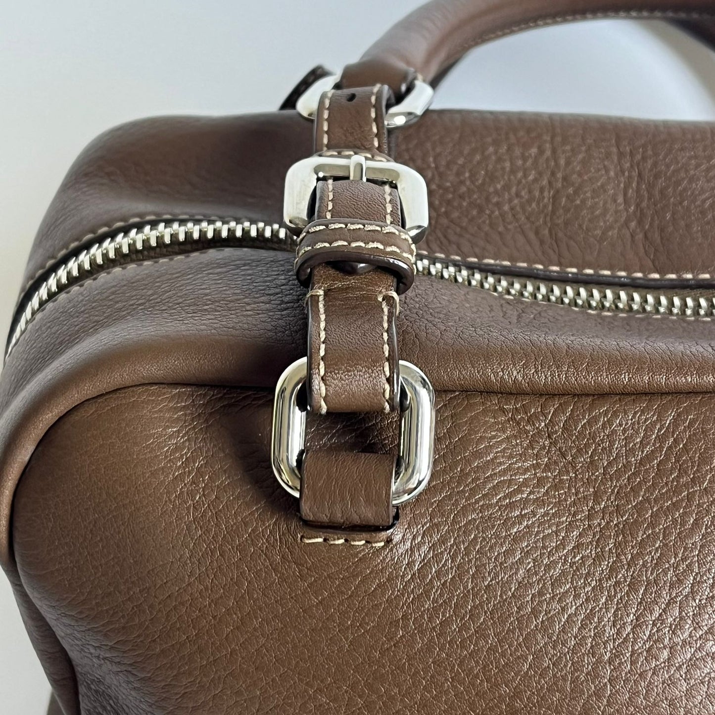 Prada Vitello Daino Bauletto Dark Brown