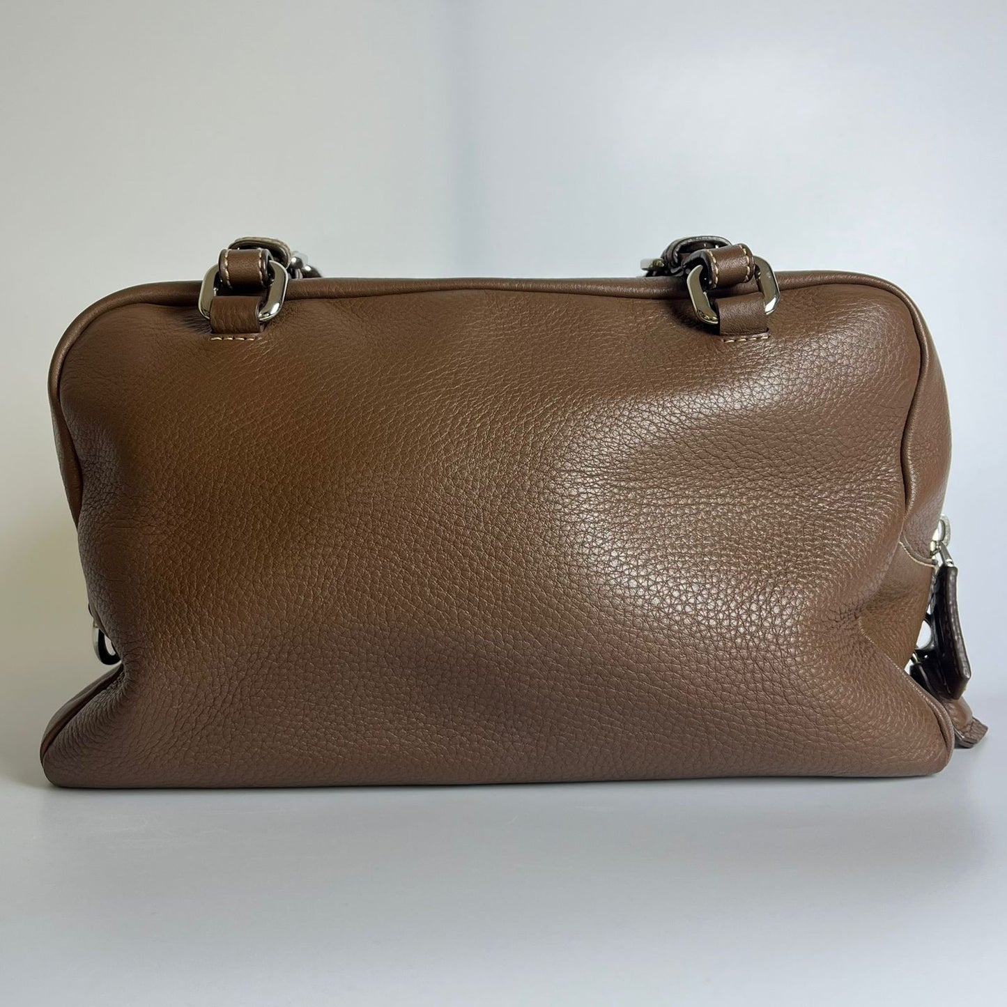 Prada Vitello Daino Bauletto Dark Brown