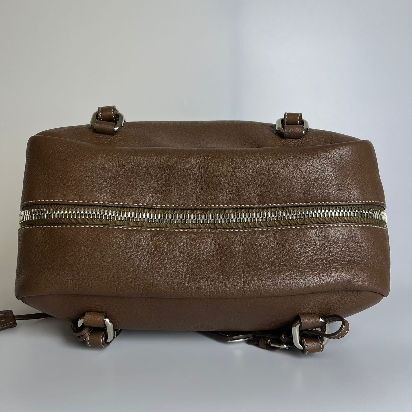 Prada Vitello Daino Bauletto Dark Brown