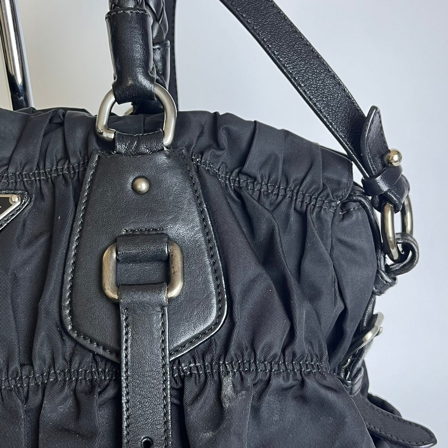 Prada Tessuto Nylon Braided Handle Black