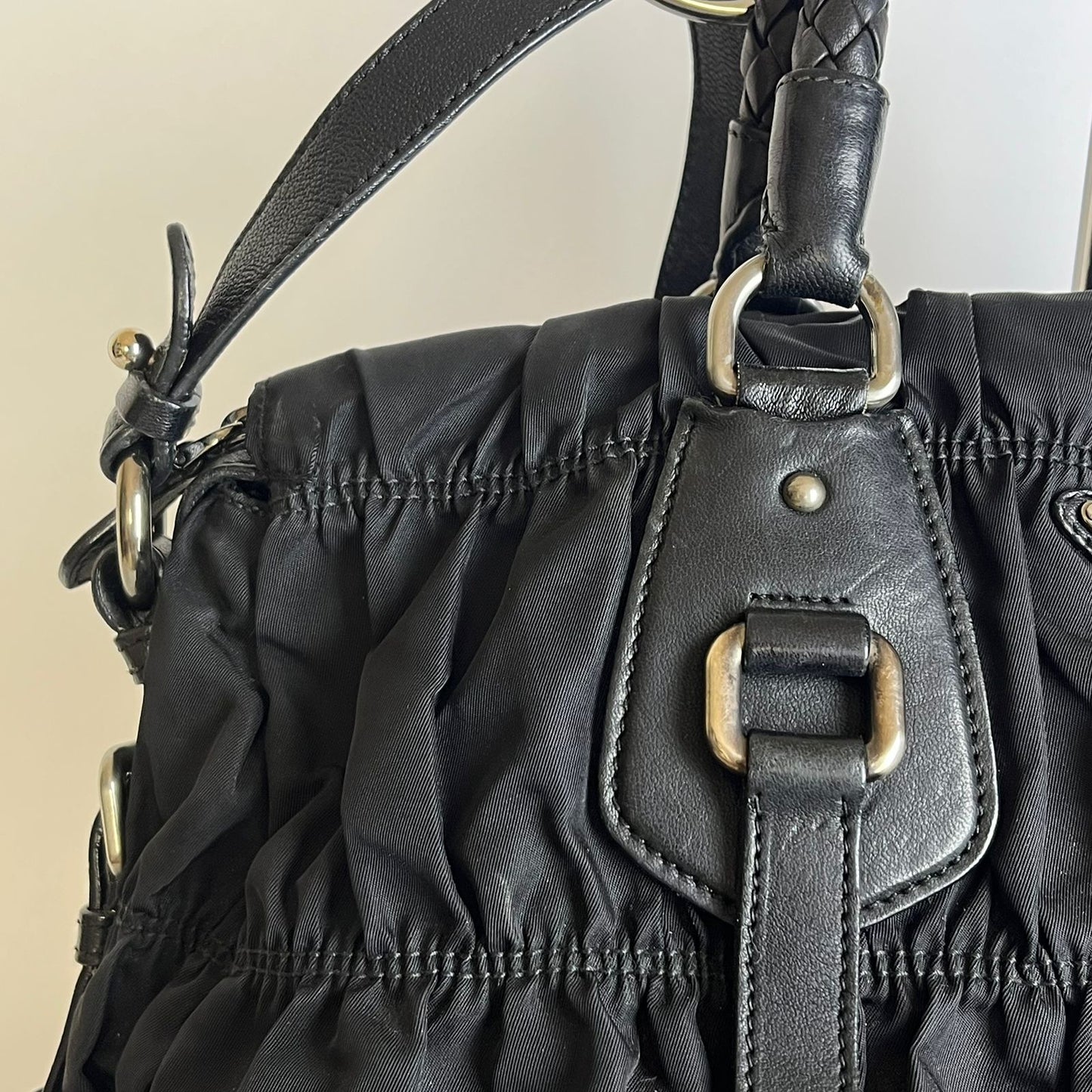Prada Tessuto Nylon Braided Handle Black