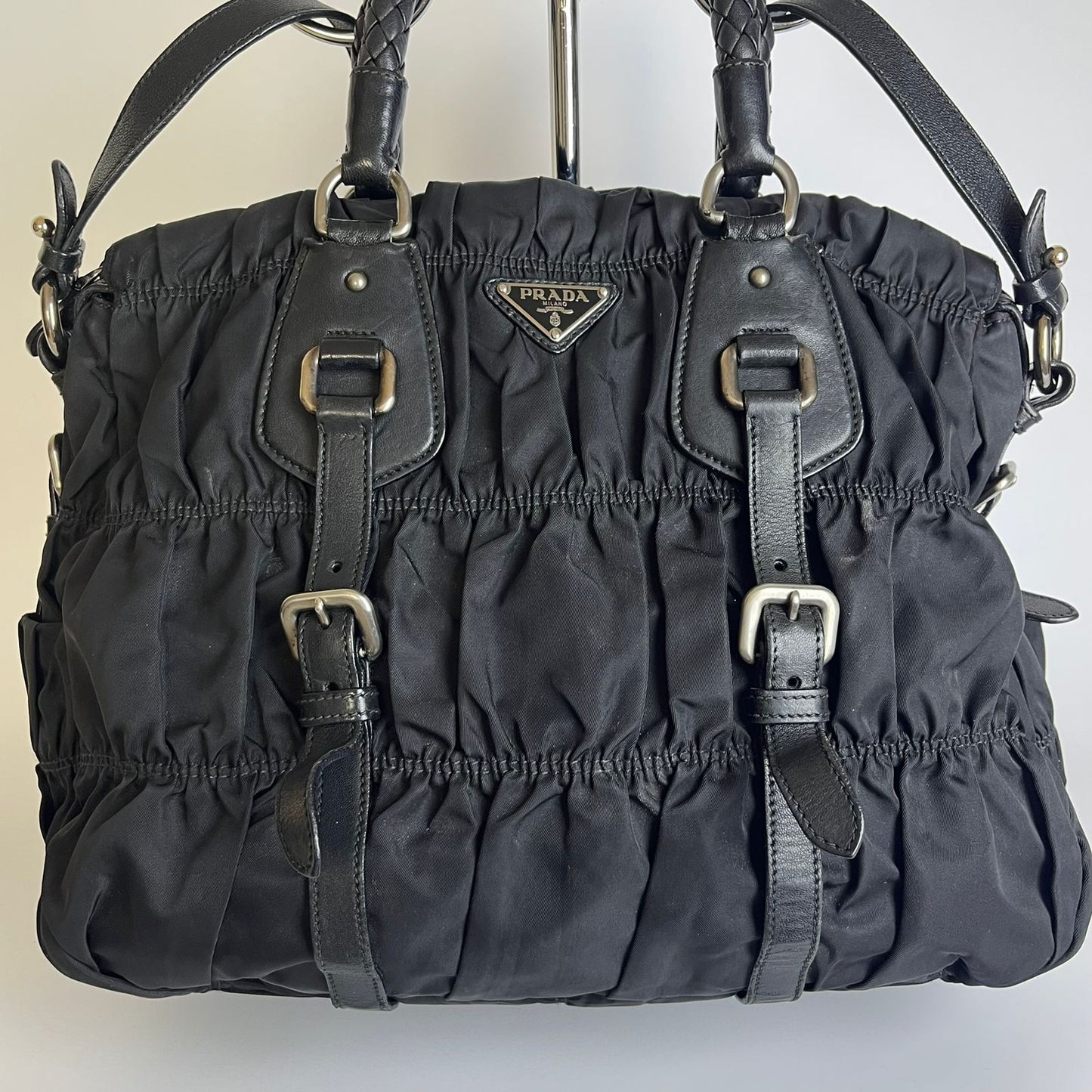 Prada Tessuto Nylon Braided Handle Black