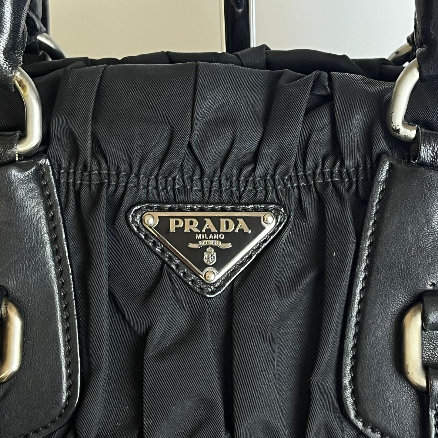 Prada Tessuto Nylon Braided Handle Black
