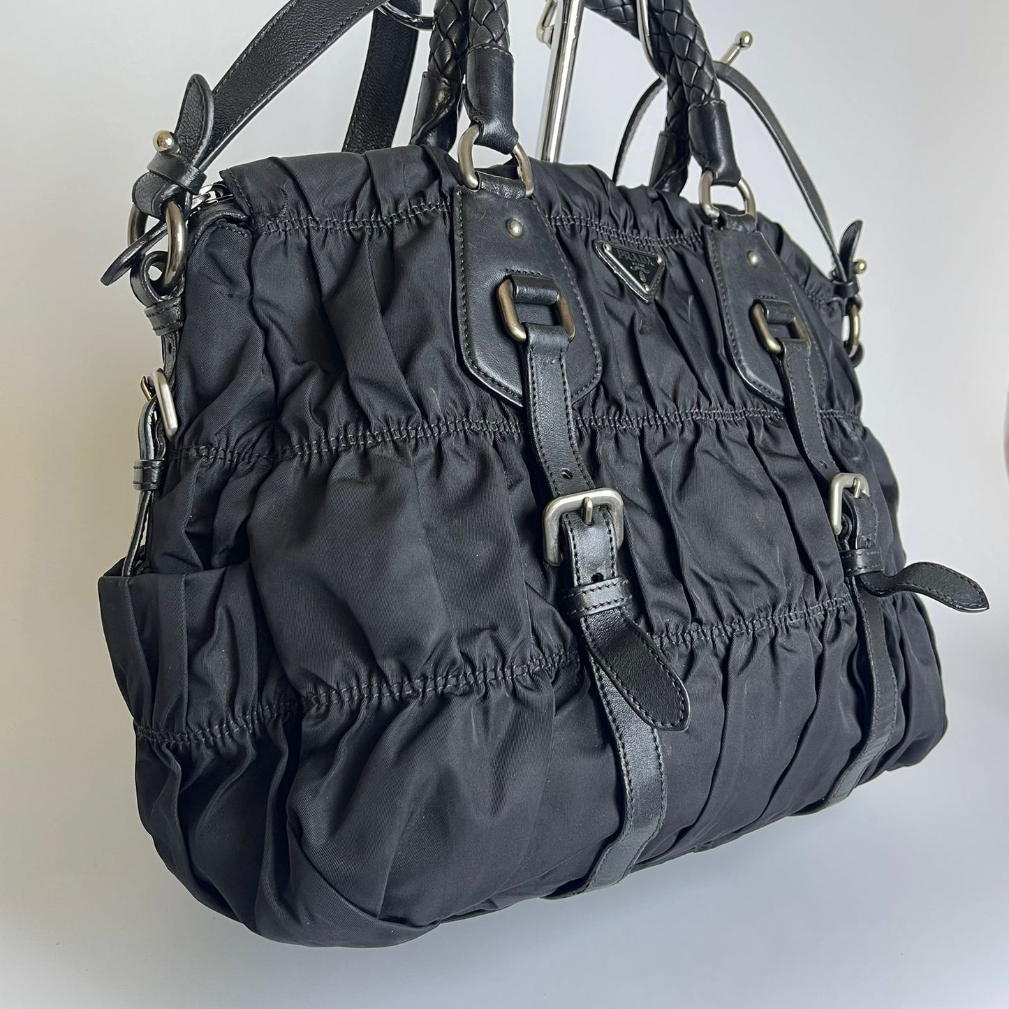 Prada Tessuto Nylon Braided Handle Black